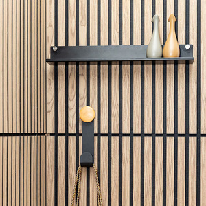 Goodsound Slat Paneles <span class=keywords><strong>de</strong></span> pared <span class=keywords><strong>de</strong></span> acero inoxidable en forma <span class=keywords><strong>de</strong></span> negro Gancho para estantes Panel Acstico Accesorios Akupanel Repisas - Product Image 4