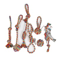 Jouet à mâcher durable en corde de coton arc-en-ciel pour chien avec nœuds, jouet de traction pour le nettoyage des dents des chiots