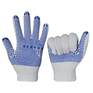 Wholesale 500-800g Factory Dotted Gloves Worker Polyester Cotton Knitted Garden Construction Work PVC Dotted Gloves