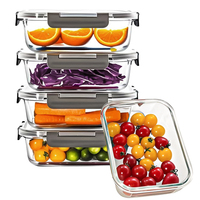 Fiambrera hermética de cristal para cocina al por mayor, Juego de contenedores de cocina, almacenamiento hermético de alimentos, contenedores de almacenamiento para alimentos