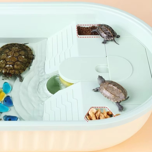 Réservoir panoramique 360° en ABS pour tortues, avec conception écologique, séparation des excréments et débit en cascade pour tortues aquatiques et semi-aquatiques - Product Image 6