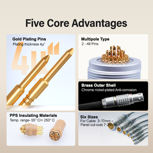 Compatibele <span class=keywords><strong>Lemo</strong></span> Aviation <span class=keywords><strong>ECG</strong></span>/EEG vaste connector B-serie 00B snelkoppeling zelfvergrendelende ronde connector IP50 bescherming - Product Image 5
