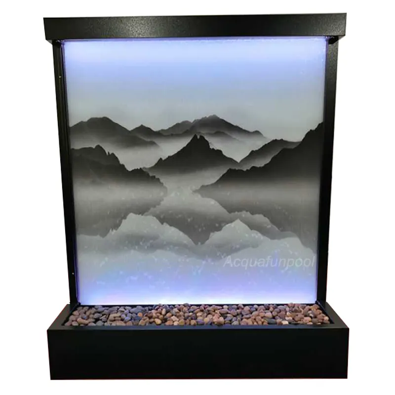 Water Muur Indoor Screen Watervallen Verlichte Fontein Scheidingswanden Led Glas Waterval