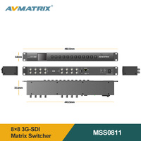 AVMATRIX MSS0811 Conmutador de Matriz 3G-SDI 8x8, Router de Video SDI Compacto con Pantalla LCD y Doble Alimentación para Transmisión en Vivo