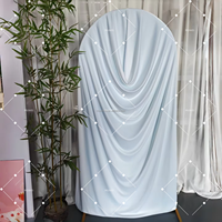 MUWEI Latar Belakang Lengkung Berbentuk U dari Kain Sutra Susu Elastis Berlipit dengan Tekstur Riak Air, Tinggi dan Lebar Dapat Disesuaikan untuk Pernikahan