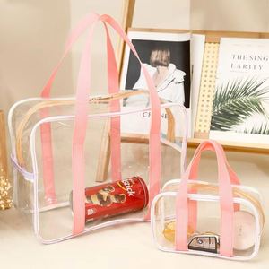 Custom Logo Transparent PVC Jelly Handbag Waterproof Beach Tote Large Capacity <b>Bag</b> for <b>Women</b> Bathing Swimming Travel Storage - Product Image 2