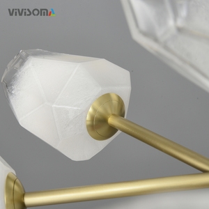 DPL38082 Suspension de plafond personnalisée de 1 mètre à 9 lumières en verre et cuivre moléculaire multi-branques pour projets modernes résidentiels, hôteliers et espaces commerciaux - Product Image 6