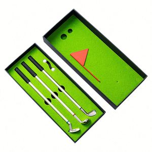 Ensemble de stylos personnalisés pour le golf, mini-green de golf de bureau avec stylos à bille en métal en forme de club de golf, pour cadeau promotionnel - Product Image 1