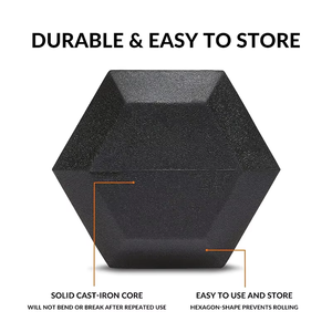 Гантели шестигранные с резиновым покрытием для тяжелых нагрузок, не скатывающиеся, для силовых тренировок, для коммерческих тренажерных залов и фитнеса - Product Image 4