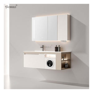 ตู้ไม้กันน้ำทันสมัยสำหรับห้องน้ำชุดกระจก LED งานแฮนด์เมดสำหรับโรงแรมและวิลล่า - Product Image 6