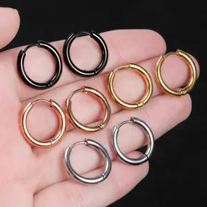 8-20mm Simples Hoop Brincos Homens Mulheres 4 Cores Atacado de Alta Qualidade Aço Inoxidável 18k Ouro Pequeno Piercing Hoop Earrings