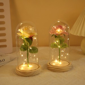 Enchanted Forever Rose Glass Dome Beauty and the Beast Design Rose Flower avec lumières LED Cadeau romantique pour petite amie - Product Image 6