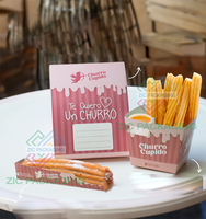 Restaurant de rue écologique personnalisé support pour cornet de crème glacée à emporter tasse à gaufres à bulles boîte à churros avec trous pour sauce trempette