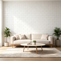 Autocollant mural 3D auto-adhésif imitation petite brique blanche en PVC, étanche et résistant à l'humidité, panneau mural moderne, plinthe