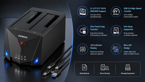 Base de Conexión <span class=keywords><strong>FIDECO</strong></span> de Doble Bahía para Discos Duros y SSD SATA de 2.5 y 3.5 Pulgadas, USB 3.0, con Función de Clonación y LED para Copia de Seguridad de PC - Product Image 6