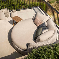 Meubles de jardin de style nordique, canapé pour cour et patio, ensemble en teck massif avec structure en métal, protection contre la pluie et le soleil, pour jardins et villas