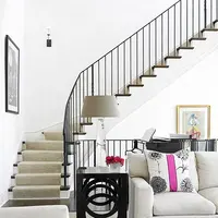 장식 발코니 홈 하우스 울타리 그릴 디자인 블랙 외부 계단 난간 브래킷 발코니 난간 금속 계단 난간