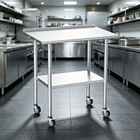 Mesa de Trabajo Resistente de Acero Inoxidable 304 con Patas Redondas y Estante Inferior de Almacenamiento para Uso en Hoteles, Restaurantes y Cocinas