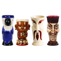 Tasses à cocktail, bière et vin exotiques artisanales et mignonnes, style hawaïen, en céramique, type Tiki, pour bar