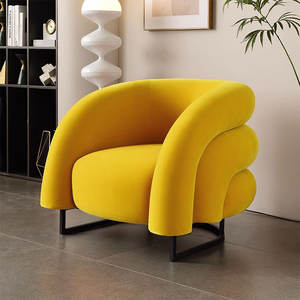 Canapé trois places Liyu, style européen moderne, jaune, <span class=keywords><strong>sans</strong></span> pieds, revêtement en cuir PU éponge, pour salon et hôtel - Product Image 2