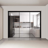 Porte coulissante extérieure en aluminium moderne, imperméable, minimaliste, résistante aux chocs, à double vitrage, en alliage d'aluminium