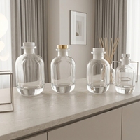 Flacon diffuseur à roseaux en verre transparent créatif moderne de 50 ml, 100 ml, 150 ml, 200 ml, flacon de parfum transparent épais vide avec couvercles