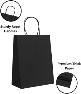 Bolsa de Papel Negra Plegable Grande, Impresión Personalizada, Embalaje Ecológico para Comestibles, Bolsas de Kraft al por Mayor y Menor con Logotipo - Product Image 3