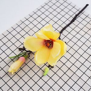 Flor Artificial <span class=keywords><strong>de</strong></span> <span class=keywords><strong>Magnolia</strong></span> con <span class=keywords><strong>hojas</strong></span> falsas verdes, decoración del hogar, jardín, Hotel, tamaño personalizado - Product Image 5