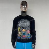 T-shirt vintage à col rond et manches longues pour homme, noir délavé, en coton gaufré 100 %, avec logos imprimés DTG entièrement personnalisés en usine MT1558