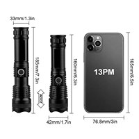 Linterna Táctica Recargable de Aleación de Aluminio de Alta Potencia XHP50 con Zoom, Pantalla de Visualización de Energía, Linterna Láser Blanca
