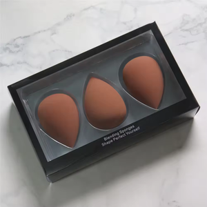 Éponges de maquillage noires personnalisées en 3 pièces, éponge cosmétique personnalisée, applicateur de maquillage avec emballage, éponges de maquillage pour fond de teint - Product Image 3