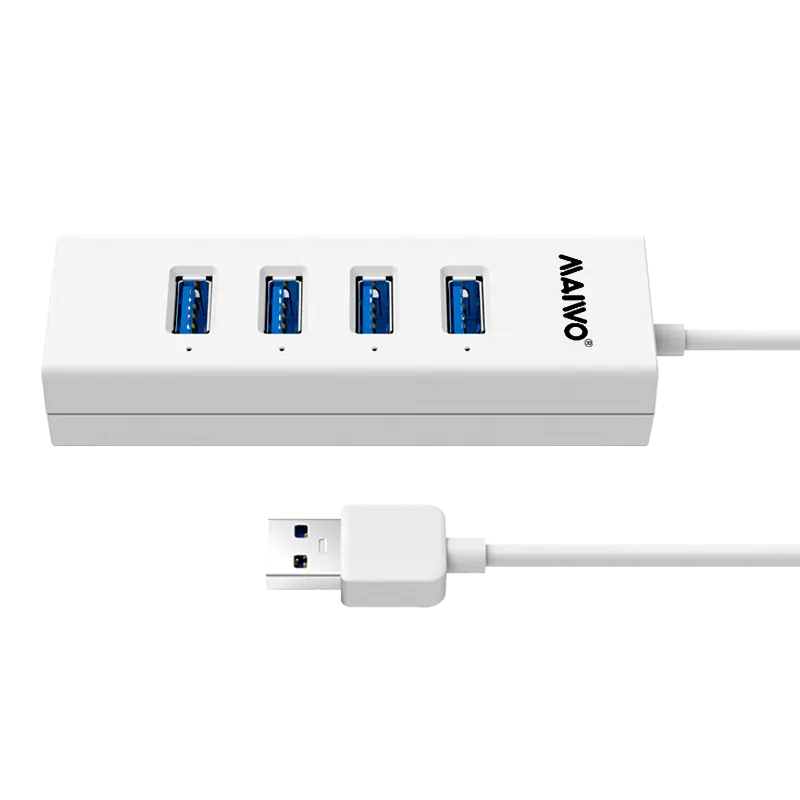 MAIWO USB3.2 4 Ports USB HUB with 4pcs USB A port with LED Light Indicator for macbook white color