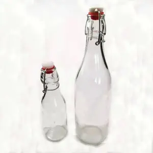 Low Price Clear Flip Top Bottle 250 ml 500ml 750ml 10000ml Swing Top Beer Beverage Glass Bottle With Airtight Stopper