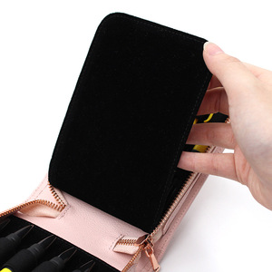 PU leather lychee-textured pencil case, multi-pen <b>storage</b> <b>box</b>, zippered large-capacity pencil case. - Product Image 3