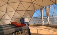 Tente Dôme Géodésique de Luxe Moderne et Transparente pour Hôtel de Glamping, 8m, Ignifuge, Étanche en PVC, Quatre Saisons, Certifiée CE