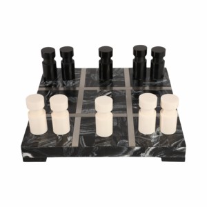 Set da gioco Tic Tac Toe con tavola in marmo, gioco da tavolo classico per l'arredamento del soggiorno e riunioni di famiglia - Product Image 1