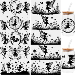 10 feuilles d'autocollants de transfert UV DTF, pour gobelets en verre, autocollants imperméables, étiquettes adhésives pour la décoration de bouteilles <span class=keywords><strong>et</strong></span> de tasses - Product Image 1