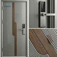 Nouvelle porte d'entrée en acier de style minimaliste avec serrure intelligente, étanche et ignifuge, à ouverture battante pour maison, villa et usage extérieur
