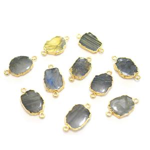 Labradorite ขั้วต่อทรงสี่เหลี่ยมผืนผ้า15ถึง17มม. วัสดุทองเหลืองชุบทอง14K และ18K - Product Image 3