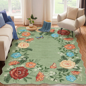 Alfombra Vintage Floral Rectangular Antideslizante Wan Xinlong para Sala de Estar, Alfombra Decorativa con Estampado de Terciopelo Cristal - Product Image 5