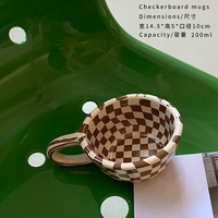 Tasse à eau de bureau coréenne Échiquier irrégulier Tasse en céramique à carreaux Tasse à café Tasses à lait Tasse à eau
