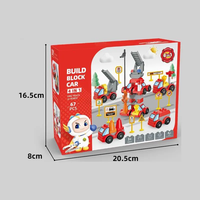 4 en 1 niños 67 piezas coches bloques de construcción juego Diy nuevo montaje gran partícula bloque de construcción camión de bomberos Robot juguete