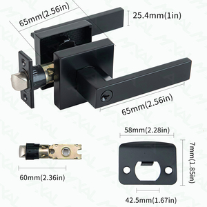 Popular Matte Black Zinc Alloy Heavy Duty Privacy Door Handle Lock Set with 60mm Backset <strong>Square</strong> Leverset 3 <strong>Keys</strong> - Product Image 2