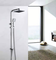 Colonne de douche carrée en acier inoxydable avec mitigeur 2 voies et robinet de bain à effet pluie