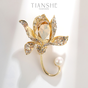 Aslike 14k Gold Elegant Vintage Style White Flower Pearl Brooch For Women - Jewelry Gift - View #5