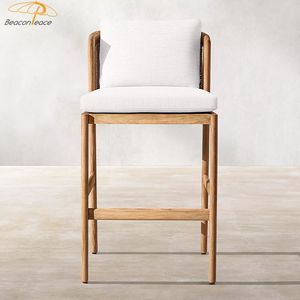 Bistro all'aperto patluxury lounge chair <span class=keywords><strong>rattant</strong></span> in legno di teak bar giardino per il tempo libero sedie alte con cuscino - Product Image 2