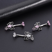 Mode rose série F136 titane bijoux en forme de coeur Zircon pendentif ventre anneau mignon dames percé papillon nombril clou