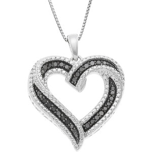 CAOSHI Factory OEM Dainty <strong>Heart</strong> Irregular Design White/<strong>Black</strong> Zircon Necklace Women Wedding Engagement Silver Plated CZ Necklaces - Product Image 1