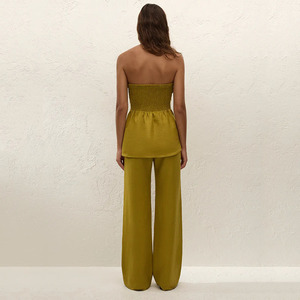Conjuntos de Dos Piezas Personalizados para Mujer, <span class=keywords><strong>Ropa</strong></span> de Viaje y Vacaciones, Conjunto de Pantalones y Top de <span class=keywords><strong>Lino</strong></span> para Mujer - Product Image 3