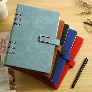 Luxury A5 Faux Pu Leather Refillable Loose Leaf 6-Hole Ring Binder Spiral Meeting Notebook Lined Paper High Quality Custom Logo - Product Image 2